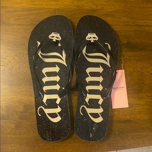 Black sparkle Juicy Couture flip-flops